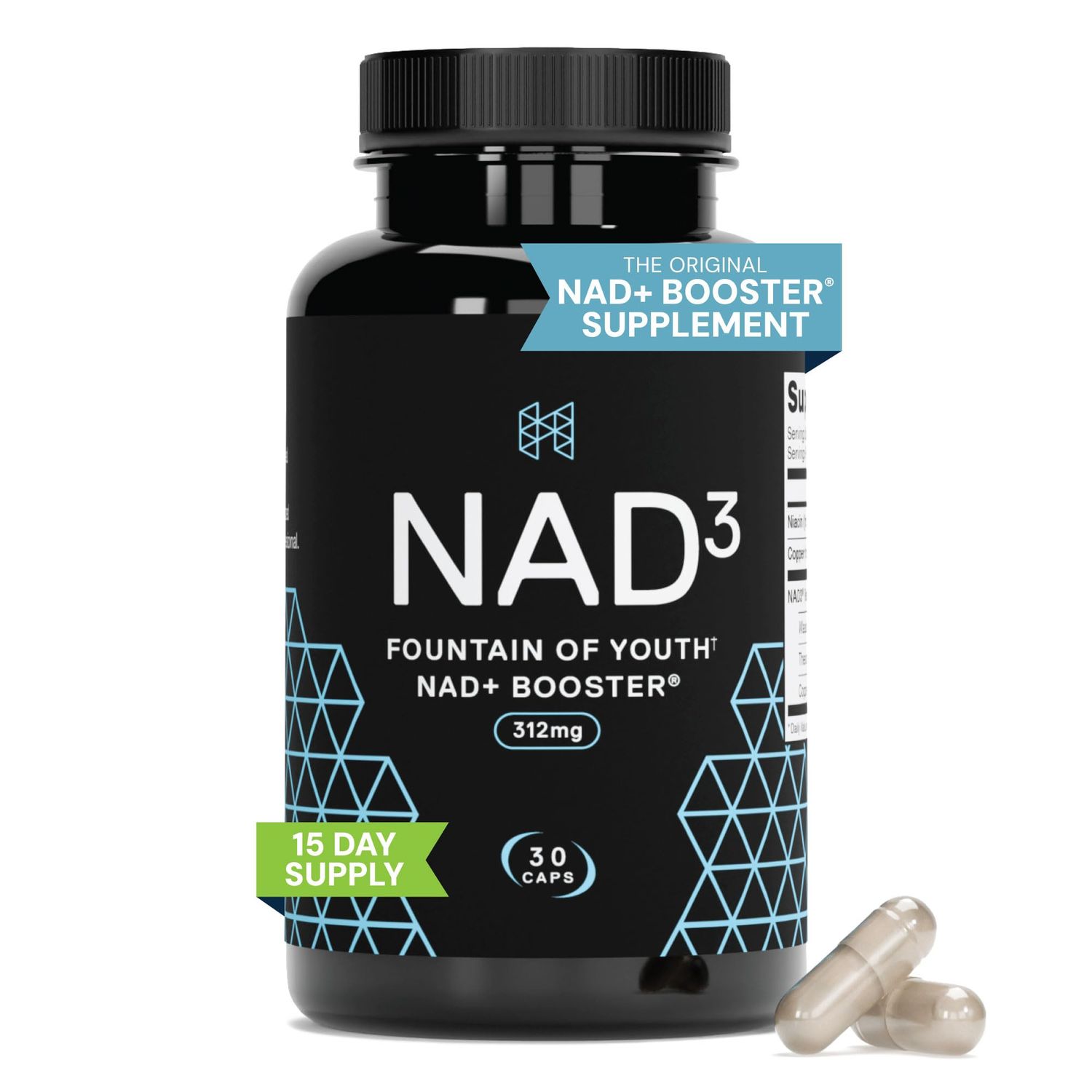 HPN NAD Booster - Nicotinamide Riboside Alternative NAD3 for Men Women Anti Aging NRF2 Activator, 312 mg per Serving - Natural Energy Supplement for Longevity Cellular Health, 30 Veggie Pills