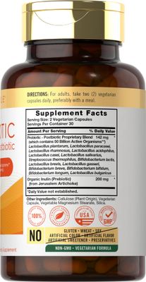 Carlyle Probiotic for Women and Men 50 Billion CFU 60 Capsules Plus Prebiotic and Postbiotic Complex Supplement Vegetarian, Non-GMO, and Gluten Free