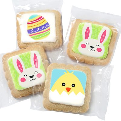 Happy Easter Cookies Gift Baskets Box for Men Women Kids Bunny Egg Chick Cookie Treats decorated 4 PACK Individually Wrapped Sugar Nut Free 4 Pack