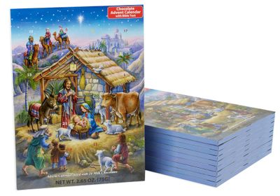 Peaceful Prince Chocolate Advent Calendar 10-Pack by Vermont Christmas Company - with Nativity Story 24 Pieces of Shaped Milk Chocolate