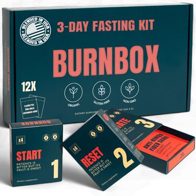 BURNBOX 3 Day Fasting Kit Intermittent Fasting Drink for Women Men - Manage Weight, Boost Energy Curb Appetite Cravings - Low-Calorie Diet Food, Fasting Supplement for Full Body Detox Cleanse