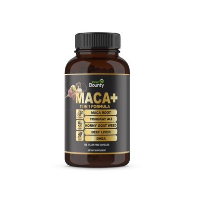 Inner Bounty 11-in-1 Energy Booster Performance Supplement with Organic Maca Root, Tongkat Ali, Horny Goat Weed, Ginseng, Tribulus Terrestris Beef Liver for Men and Women - 60 Filler Free Capsules