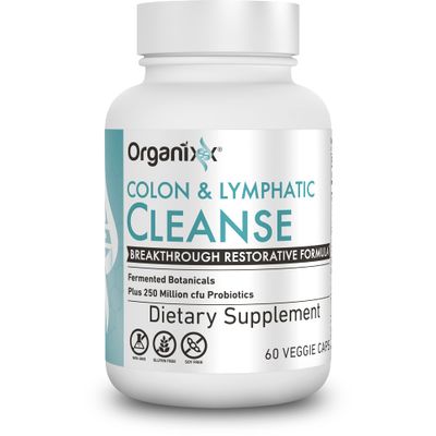 Organixx USDA Organic Lymphatic Colon Cleanse Supplement, 250 Million CFU Probiotics for Gut Health, Digestive Lymphatic Support, Gluten Free, Non GMO, 60 Vegetarian Capsules