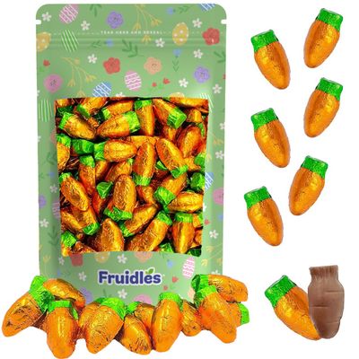 Fruidles Easter Chocolate Carrots Bunny Rabbit Treats Milk Chocolate, Individually Wrapped in Orange Foils, Approximately 47 Pieces Per Pound Half-Pound