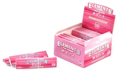 Elements PINK Connoisseur Thin King Size Slim Papers Tips - 1 box 24 booklets, white
