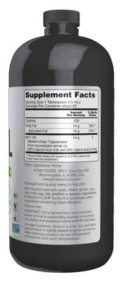 NOW Foods Sports Nutrition, MCT Medium-chain triglycerides Oil 14 g, Weight Management, Liquid, 32-Ounce