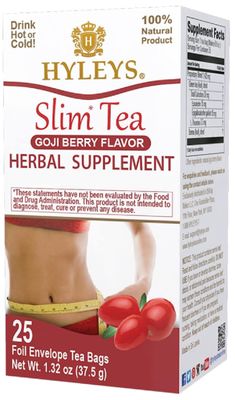 Hyleys Slim Tea Goji Berry Flavor - Weight Loss Herbal Supplement Cleanse and Detox - 25 Tea Bags 1 Pack