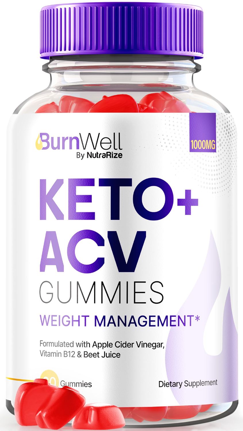 NutraRize BurnWell Keto ACV Gummies for Weight Loss Formula, 1000 MG Apple Cider Vinegar, Official ACV Keto Reviews 60 Gummies