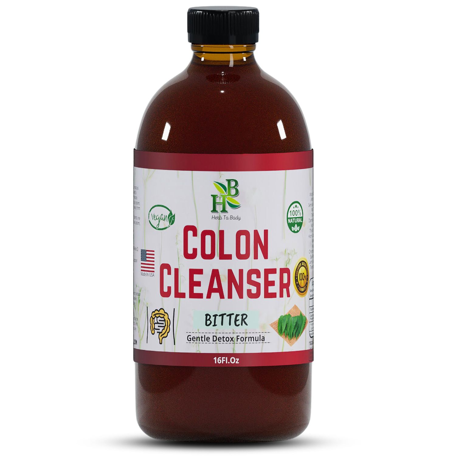 Colon Cleanser Bitter - 16oz - Gentle Colon Cleansing Formula - All Natural Herbal - Vegan - It Works 16oz