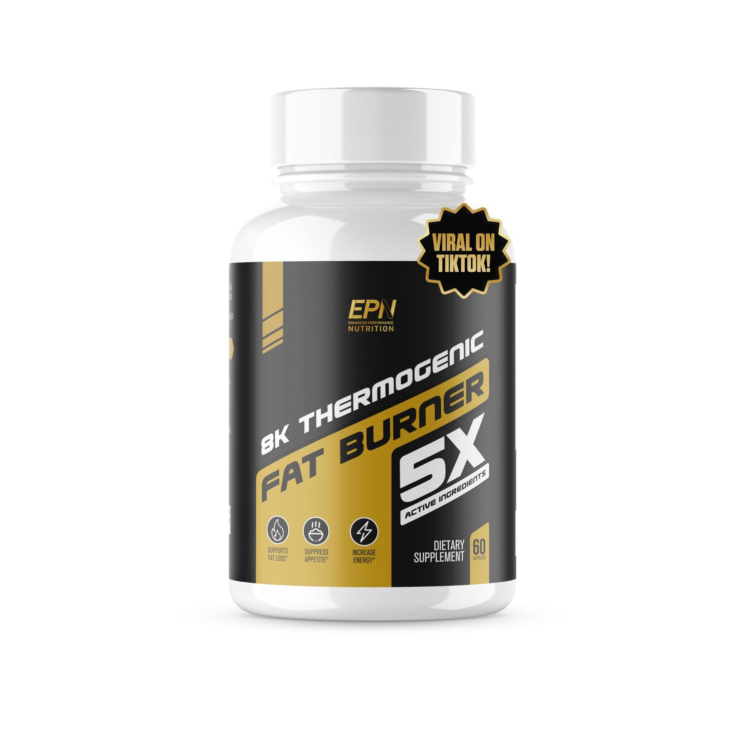 8K Thermogenic Fat Burner 5X 1 New Weight Loss Supplement to Reduce Fat, Suppress Appetite, Boost Metabolism, Increase Energy wRaspberry Ketone, Garcinia Cambogia, Green Tea More - 60 Pills