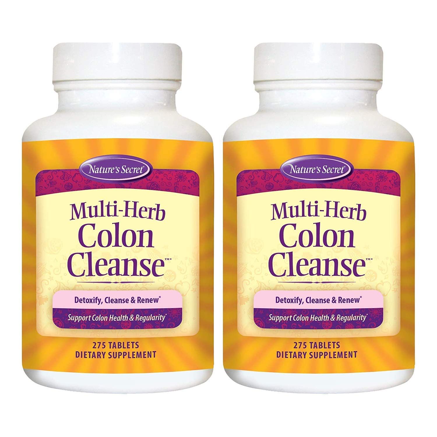 Multi-Herb Colon Cleanse by Natures Secret Supports Digestive Health and Regularity, 275 Tablets Pack of 2