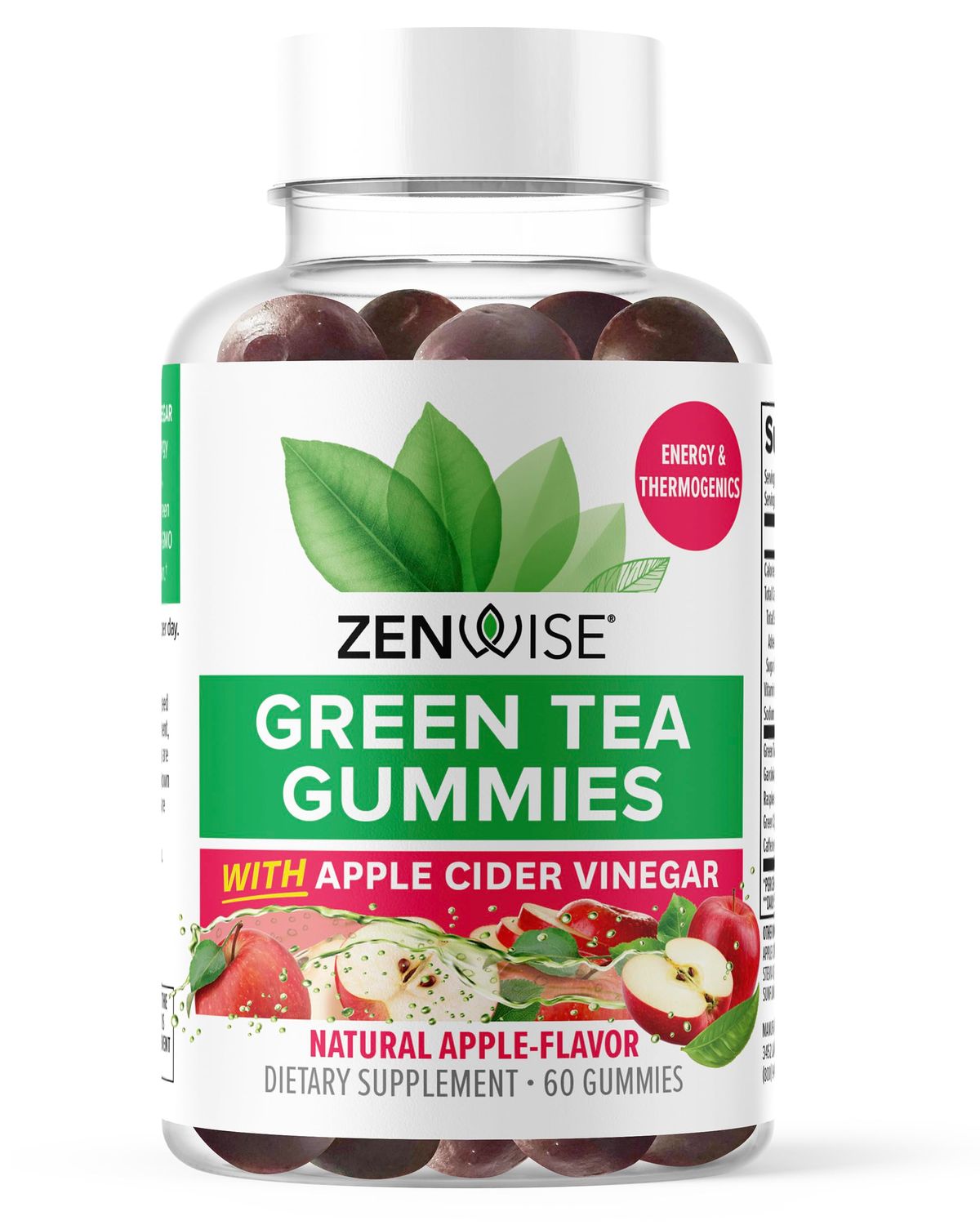 Zenwise Green Tea Extract, Apple Cider Vinegar Gummies - Appetite Suppressant for Weight Management with Green Coffee Bean Extract for Metabolism - 60 Count Apple Gummies