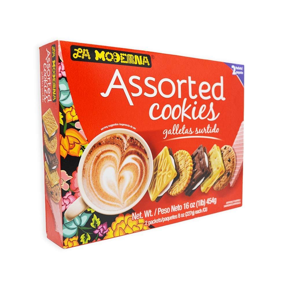 La Moderna Assorted Cookies, Cinnamon, Chocolate Chip, Wafer, Sandwich Cookies, Fun Snacks For Kids, 16 Oz, Pack Of 10