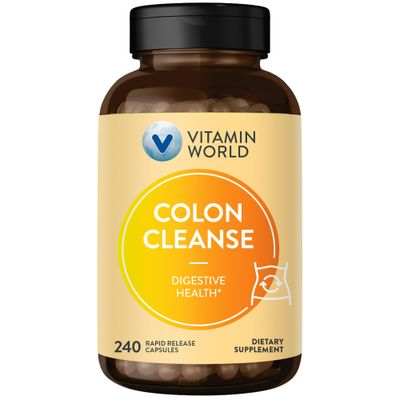 Vitamin World Colon Cleanser Digestive Care Colon Health 240 Rapid Release Capsules