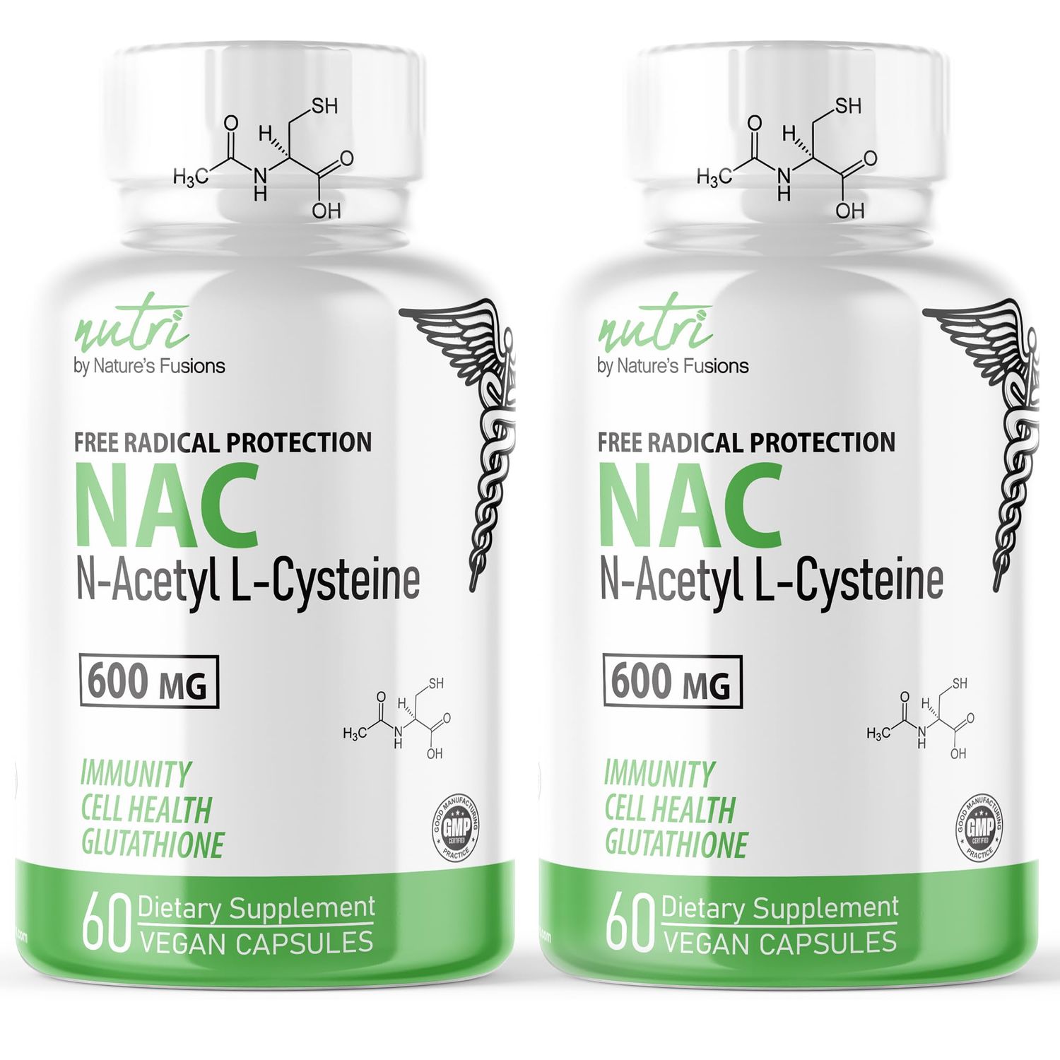 Natures Fusions NAC Supplement N-Acetyl Cysteine - 2 Pack NAC 600 mg - Anti Aging Supplement, Antioxidant Supplement, Liver and Lung Support, Boost Glutathione - N Acetyl Cysteine 120 Capsules