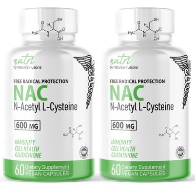 Natures Fusions NAC Supplement N-Acetyl Cysteine - 2 Pack NAC 600 mg - Anti Aging Supplement, Antioxidant Supplement, Liver and Lung Support, Boost Glutathione - N Acetyl Cysteine 120 Capsules