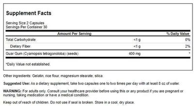 Swanson Full Spectrum Guar Gum 400 Milligrams 60 Capsules