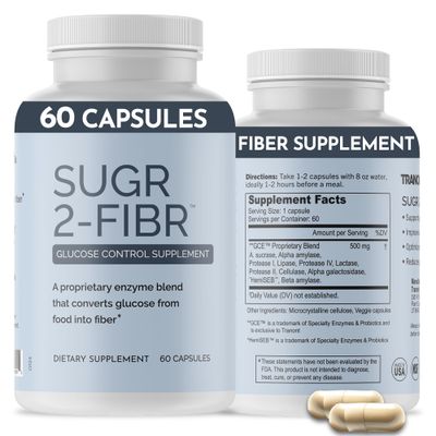 OPTIVIDA Sugr-2-Fibr - Premium Blood Sugar Support Supplement 60 Count - Support Healthy Blood Sugar Levels by Supporting Glucose Metabolism to Fiber - Gluten Free, Non GMO, Veggie Capsules.