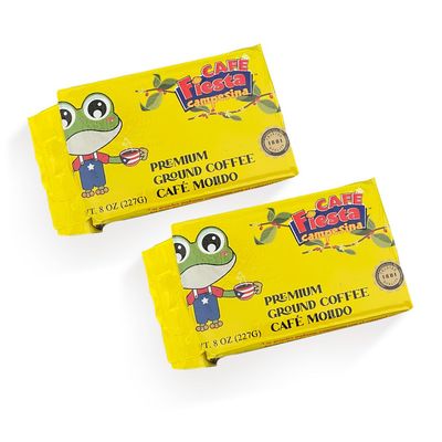 2 Pack Fiesta Campesina Ground Coffee. Experience the authentic taste of Puerto Rican coffee with notes of nut and chocolate. Freshly roasted this medium roast ground coffee is perfect for breakfast.