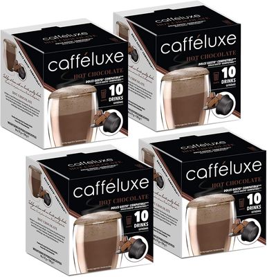 Caffeluxe 40 Coffee Pods Dolce Gusto Compatible Capsules Smooth Milk hot chocolate capsules 40 servings