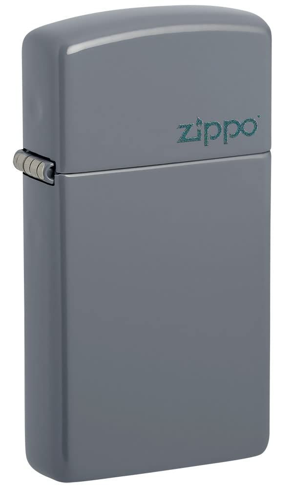 Zippo Slim Flat Grey Zippo Logo Pocket Lighter