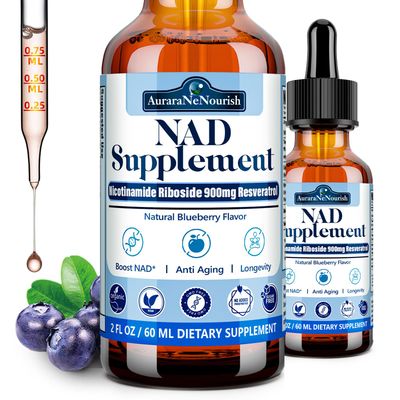AuraraNeNourish NAD Supplements for Women Men, Liposomal NAD Nicotinamide Riboside Resveratrol 900mg w. Resveratrol, Quercetin, Collagen, Niacin, Biotin Support Anti-Aging, Longevity, Energy, Focus