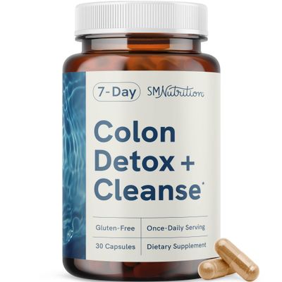 7 Day Colon Cleanse Detox Supports Bloating Relief Occasional Constipation Fast Acting 7 Day Detox Cleanse for Women and Men with Probiotics for Gut Health Regularity Gluten-Free 30Ct.