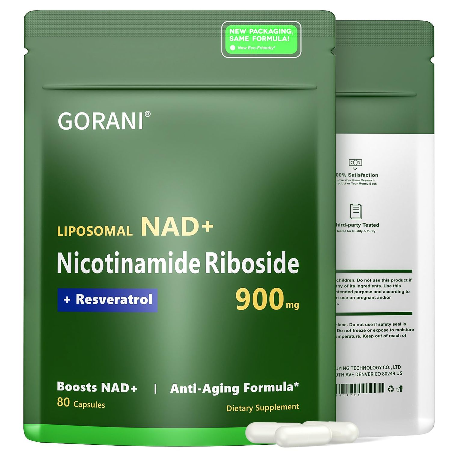 Gorani NAD Supplement 900MG, Nicotinamide Riboside, Liposomal Resveratrol, Quercetin - MNM Resveratrol Supplement 1