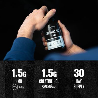 Jacked Factory Creatine HCL HMB Capsules - Synergistic CON-CRET, myHMB, Vitamin D Formula for Improved Growth, Strength, Reduced Muscle Breakdown - 150 Capsules
