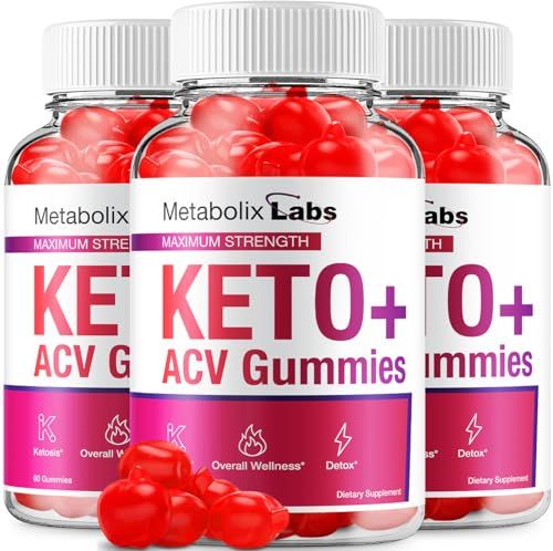 3 Pack Metabolix Labs Keto ACV Gummies - Advanced Formula Metabolix Keto Plus Weight Management ACV Gummies Apple Cider Vinegar Metabolix ACV Dietary Supplement Men Women 180 Gummies