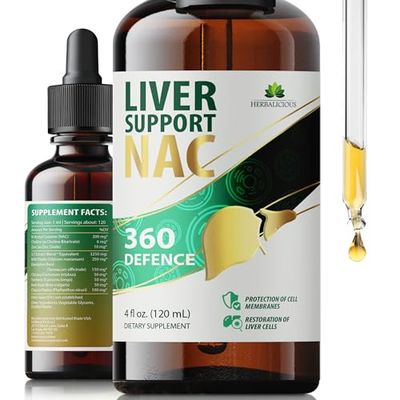 Liver Support NAC 360 Defence - Liquid Formula with NAC, Milk Thistle, Dandelion Root, Chicory, Turmeric, Chanca Piedra, Beet Root, and Zinc - Promotes Liver Detox and Cellular Health - 4 fl oz