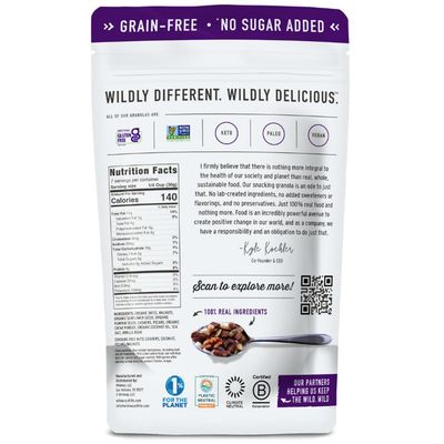 Wildway Keto Granola Dark Chocolate Sea Salt Grain-Free Certified Gluten-Free Cereal Vegan, Low Carb No Sugar Added Paleo-Friendly, Non-GMO Fruit Nut Clusters Nutrient-Rich 8 oz