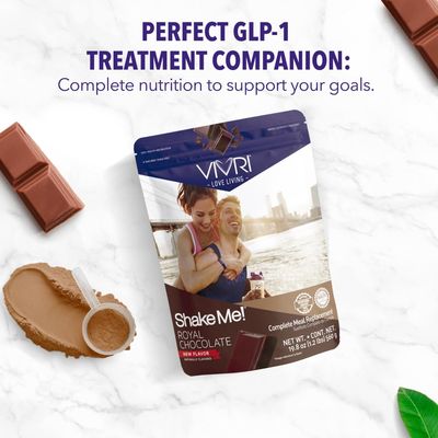 VIVRI ShakeMe! Royal Chocolate Meal Replacement 10 Servings 22g Triple Premium Protein, 45 Nutrients 8 Superfoods Supports Weight Loss, Full-Body Health, Energy GLP-1 Treatments.