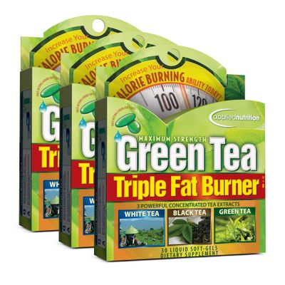 Applied Nutrition Green Tea Triple Fat Burner, 30 Liquid Soft-Gels Pack of 3