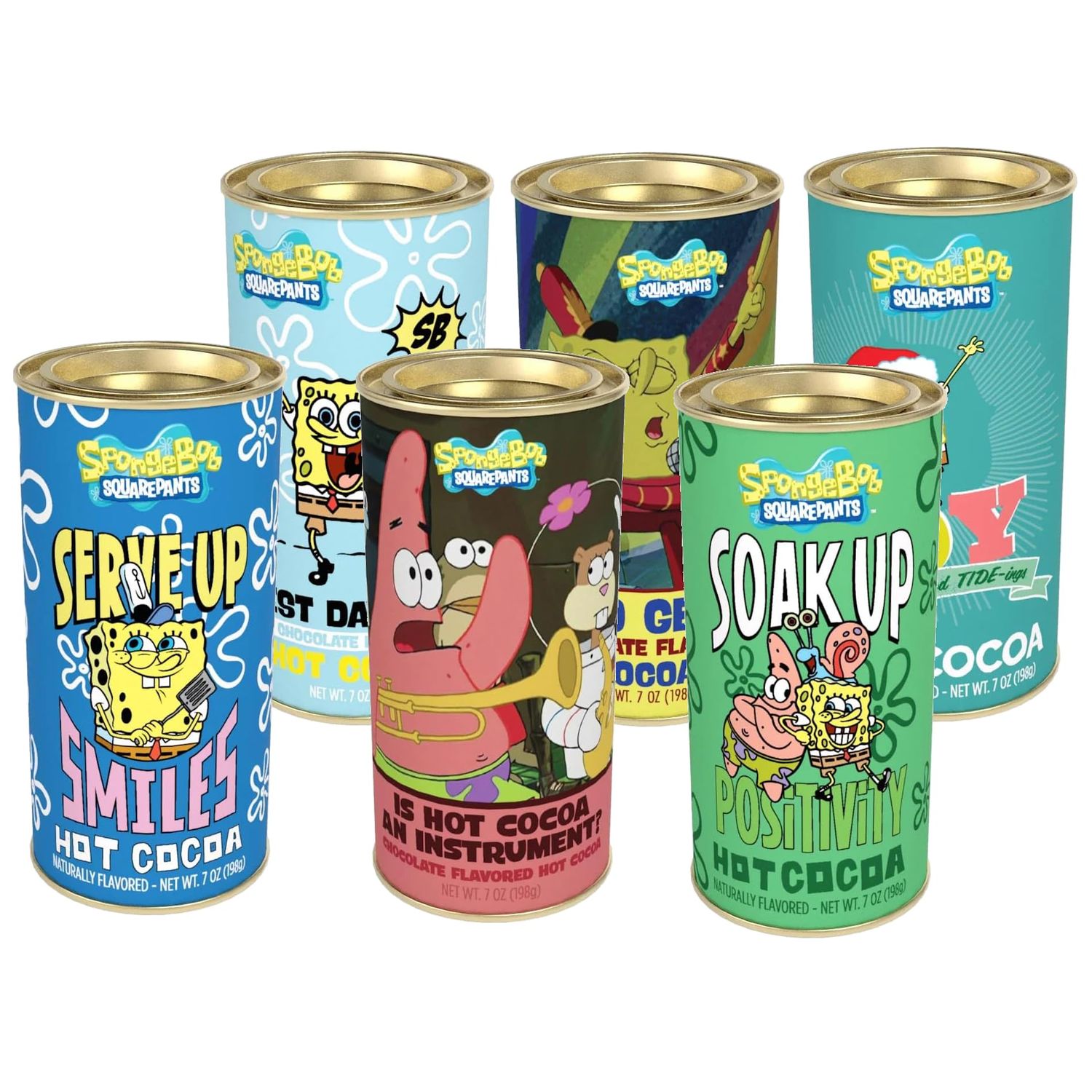 McStevens SpongeBob Squarepants Hot Cocoa Tin - Set of 6 7oz Round Tins