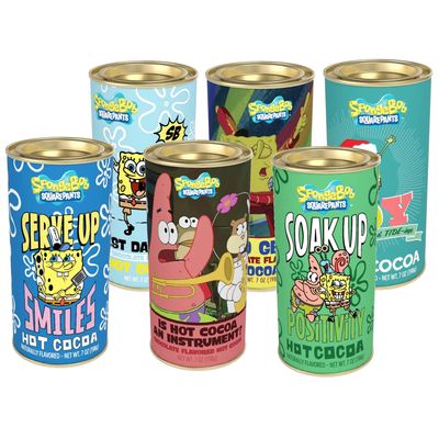 McStevens SpongeBob Squarepants Hot Cocoa Tin - Set of 6 7oz Round Tins