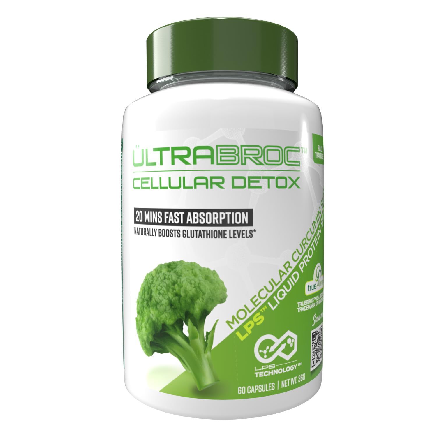 UltraCur Detoxification Supplement Broccoli Seed Extract Protisorb Curcumin, Sulforaphane Glucoraphanin, Liver Support, Antioxidant Supplement, Fast Absorption 60 Veg Capsules
