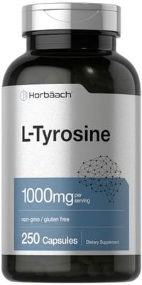 Horbaach L-Tyrosine Supplement 1000mg 250 Capsules Non-GMO and Gluten Free Formula