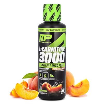 Muscle Pharm L-Carnitine 3000, The Ultimate Liquid L Carnitine Supplement for High-Performance, Supports Metabolism, Hydration Energy, Zero SugarCalories, Peach Nectarine Flavor, 32 Servings