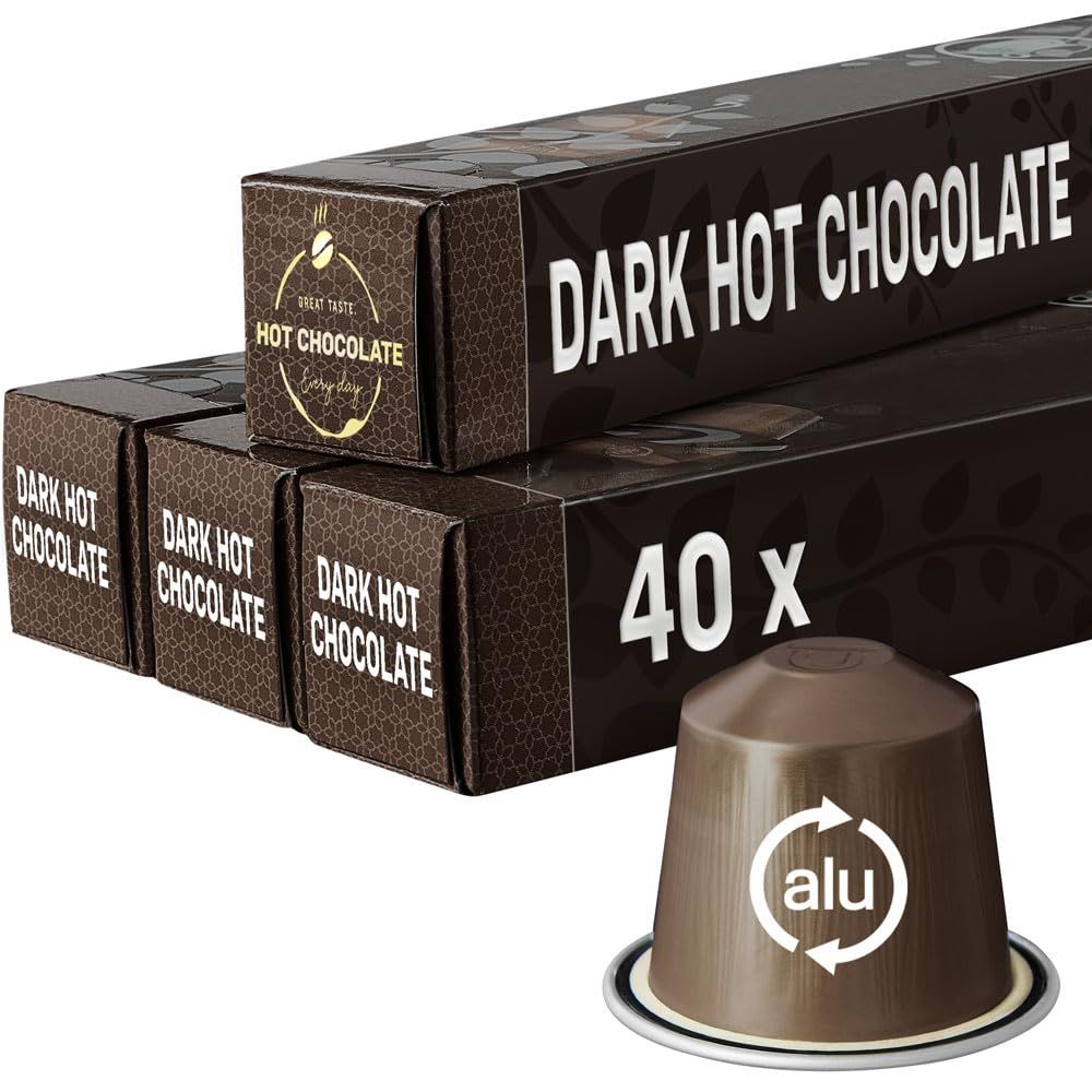 Dark Hot Chocolate Pods Compatible with Nespresso 40 Alu capsules Perfect for a delicious Caf Mocha or the kids