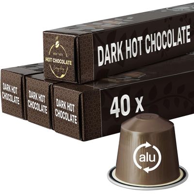 Dark Hot Chocolate Pods Compatible with Nespresso 40 Alu capsules Perfect for a delicious Caf Mocha or the kids
