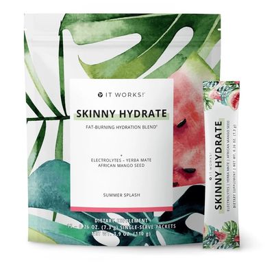 It Works! Skinny Hydrate - Summer Splash Fat-Burning Hydration Blend with Green Tea Green Coffee Extracts Energizing, Replenishing Wellness Boosting 15 Single-Serve Packets 7.3g Each