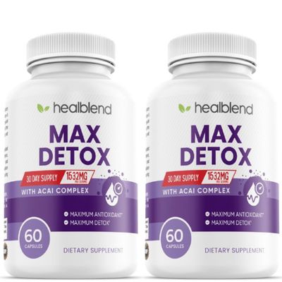 Max Detox Supplement, Advanced Gut Cleanse Detox for Women Men with Psyllium, Chlorella, Hyssop Herb Papaya, with Acai Complex - Colon Cleanse - 60 Capsules 2