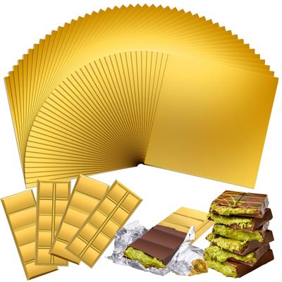 Mity rain Dubai Chocolate Bar Pistachio Wrappers Packaging, Gold Foil Sheets for Knafeh Pistachio Chocolate Bar, Candy Bar, Birthday Gifts Christmas Party Favor100pcs