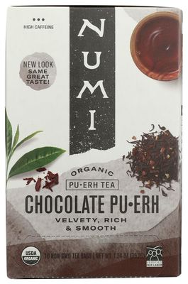 NUMI TEA TEA,OG2,CHOCOLATE PUERH, 16 BAG