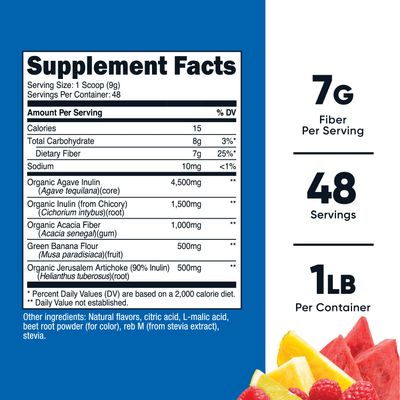Nutricost Prebiotic Fiber Fruit Punch Flavored 1 Pound - Vegan, Gluten-Free, GMO-Free