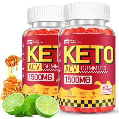Keto ACV Gummies - Delicious 1500MG Apple Cider Vinegar with Mother - Supports Gut Health, Metabolism Fat Burn for Women - Vegan Non-GMO Keto Gummies, 2 Pack