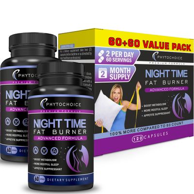 Night Time Weight Loss Pills for Women-Carb Blocker Appetite Suppressant with Melatonin-Fat Burner Diet Pills that Work Fast for Women-Nighttime Metabolism Booster-Overnight Fat Burning Pills-2 Pack