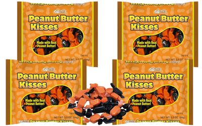Peanut Butter Kisses Taffy Candy, 3.5 oz, Pack of 4 Gluten Free Candy perfect for Holidays, Office Bowl, Basket Fillers, Birthday Party, Christmas Candy
