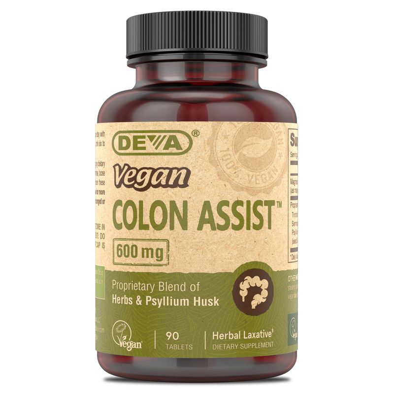 DEVA Vegan Colon Assist - Tablets with Magnesium, Triphala, Psyllium Husk, Senna, Cinnamon and More, 90 Count